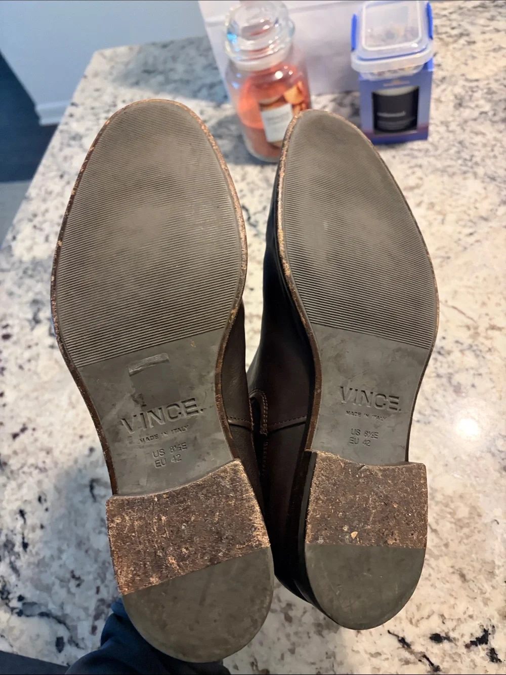 Vince Dark Brown Leather Chelsea Boots with Side Buckle